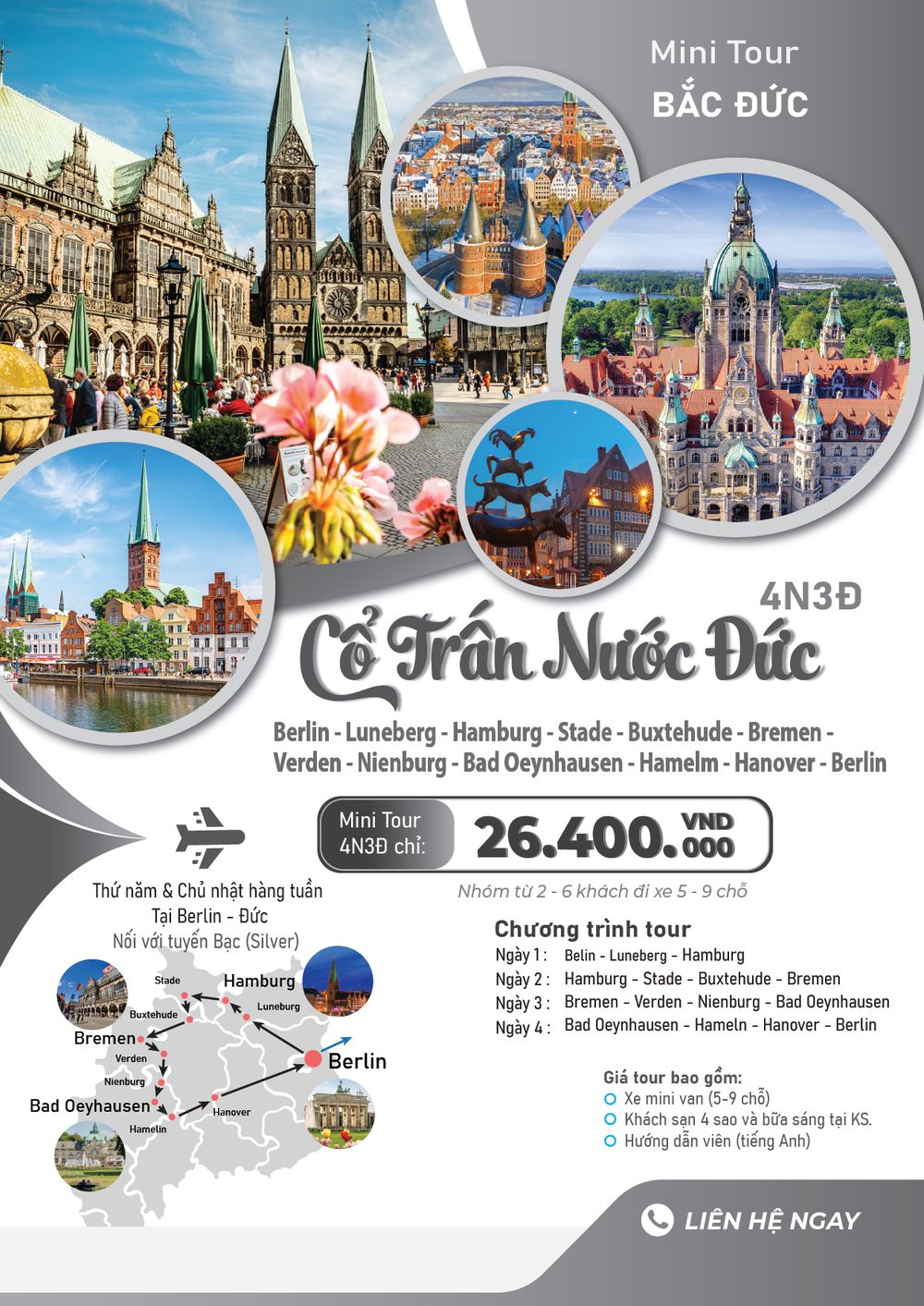 Tour Cổ Trấn Nước Đức (Bắc Đức)