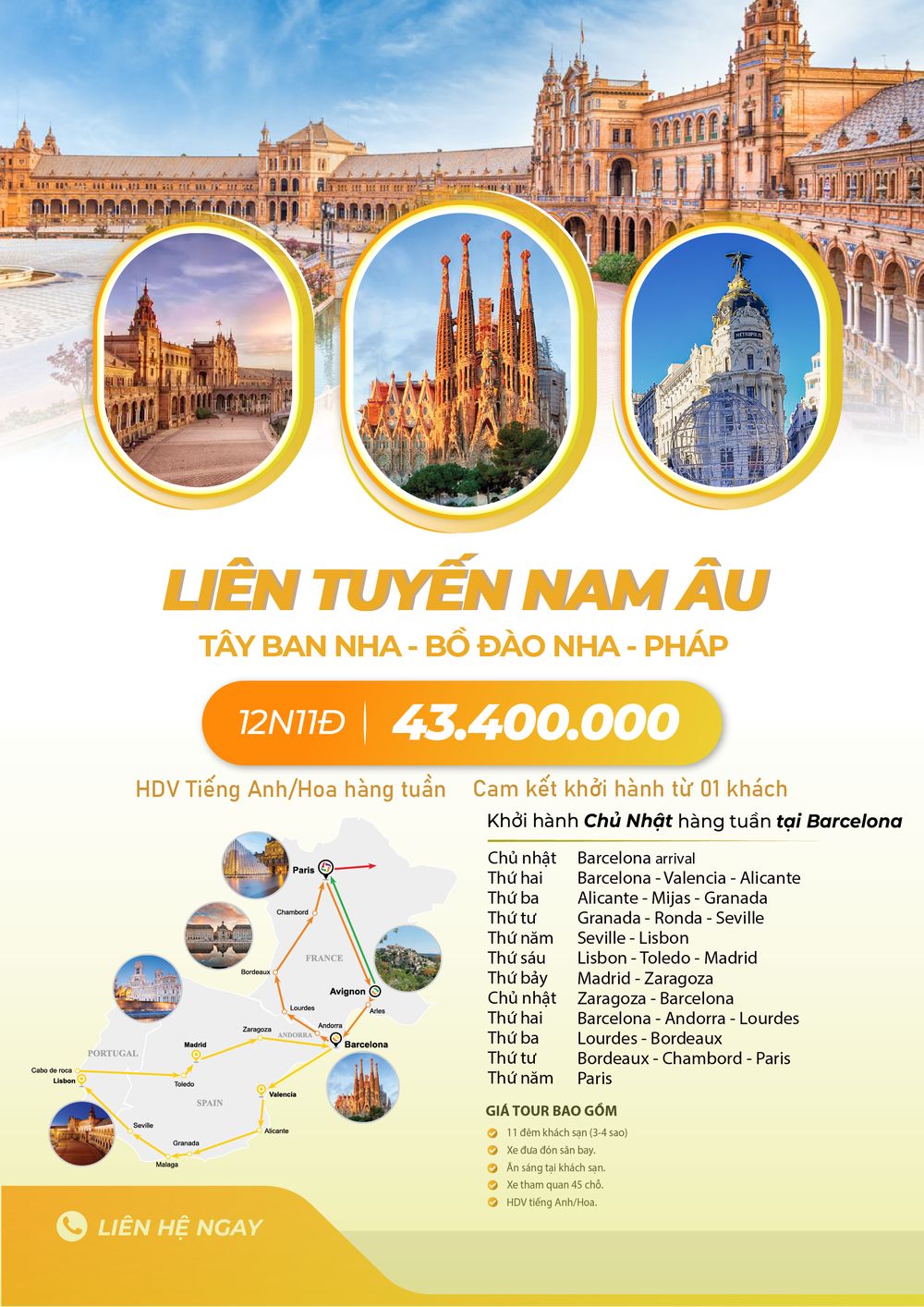 Tour Liên Tuyến Nam Âu