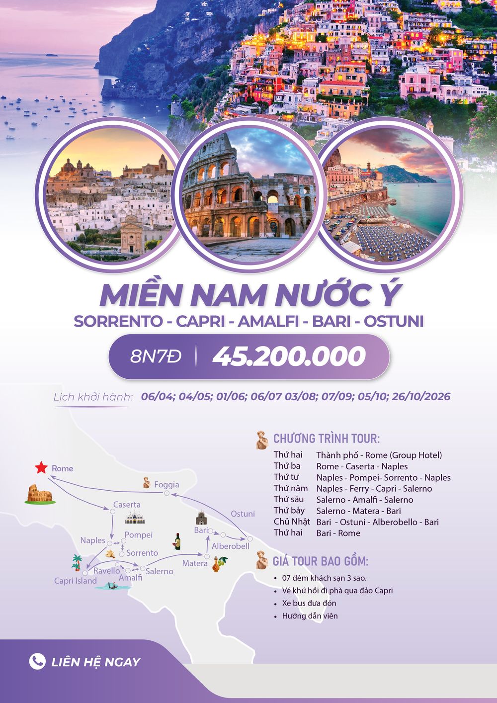 Tour Miền Nam Nước Ý